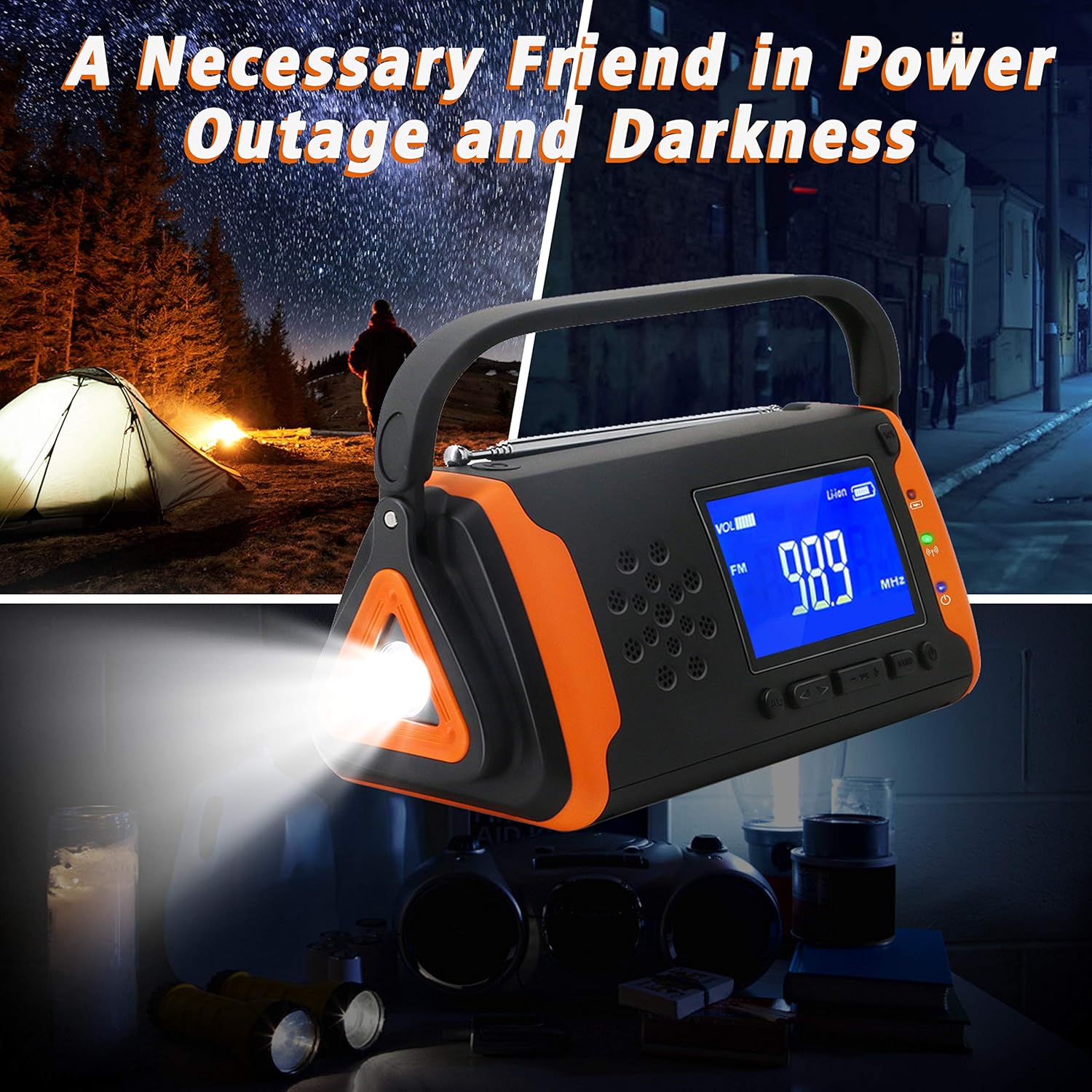 Solar Powered Hand Crank AM/FM/NOAA Emergency Weather Alert Radio with LED Flashlight, Pack of 2 F667
