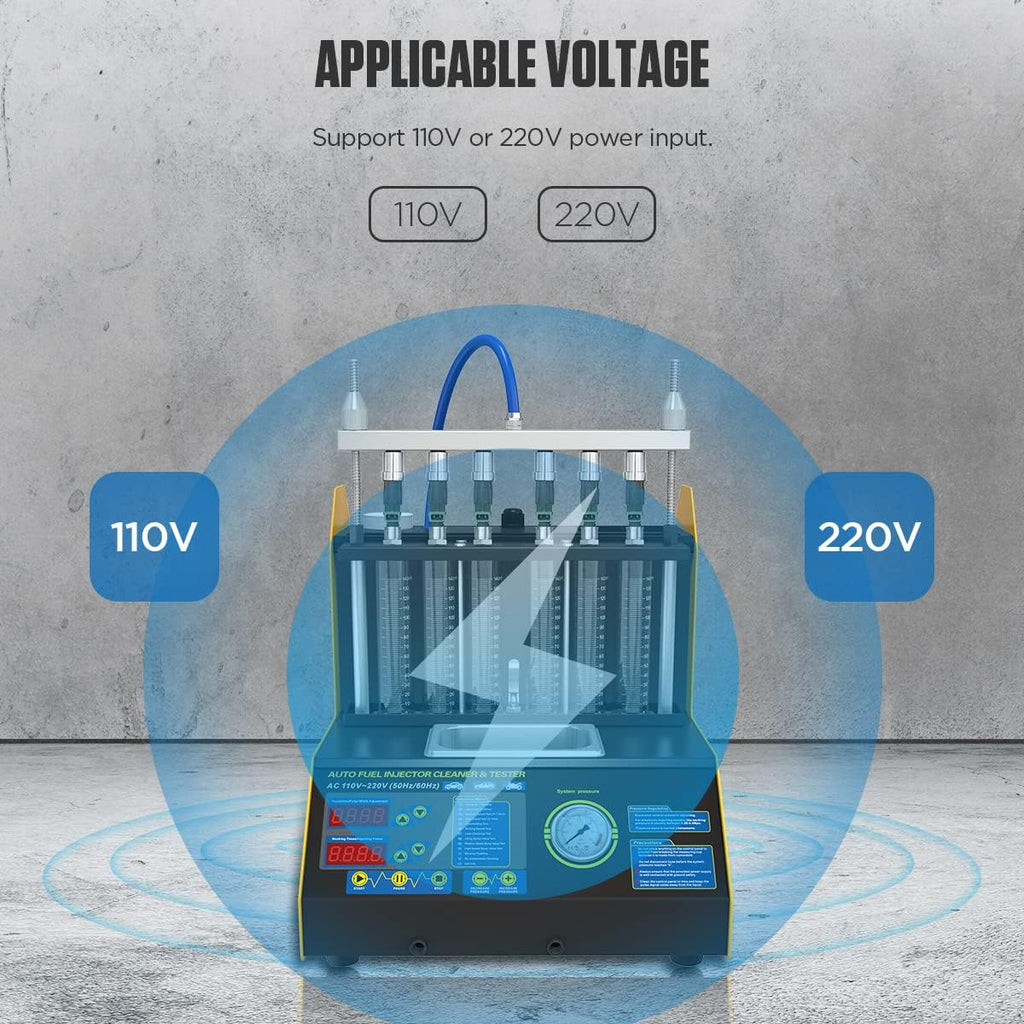 6 Cylinder Ultrasonic Fuel Injector Cleaner and Tester 110V/220V P3512