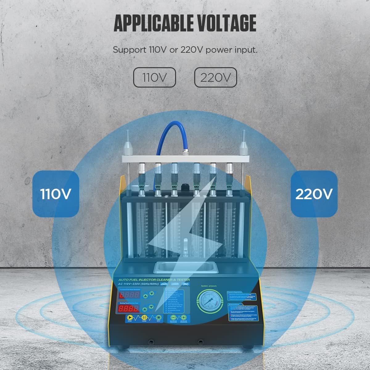 6 Cylinder Ultrasonic Fuel Injector Cleaner and Tester 110V/220V P3512