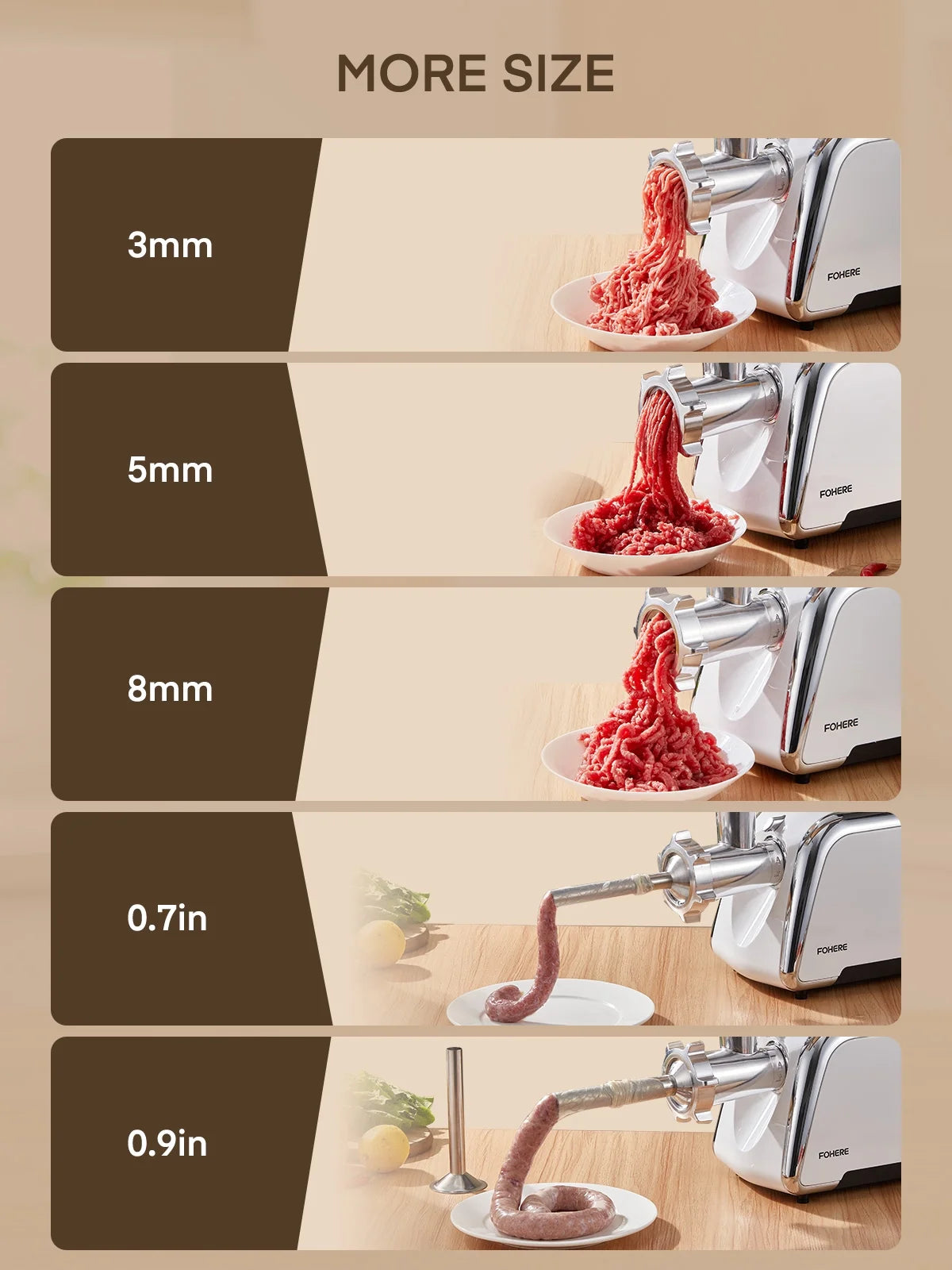 3000W Electric Meat Grinder with 4 Stainless Steel Plates & 3 Blades F670
