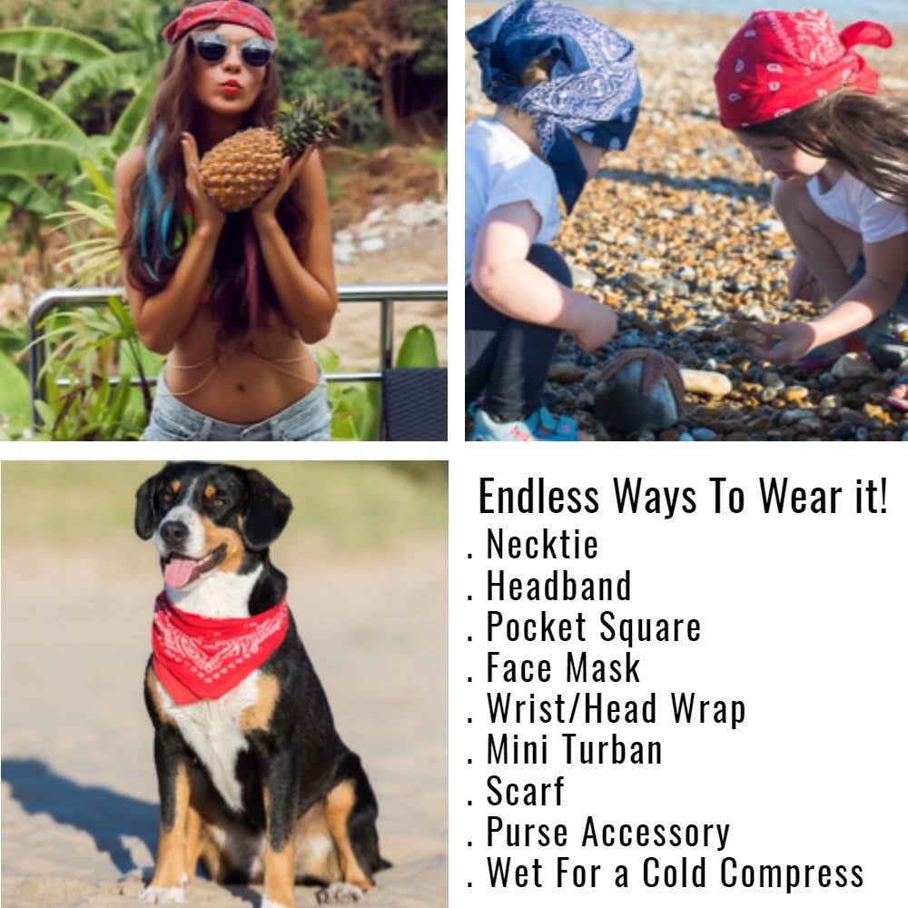 250 Pack Black and Red Paisley Polyester Bandanas A210