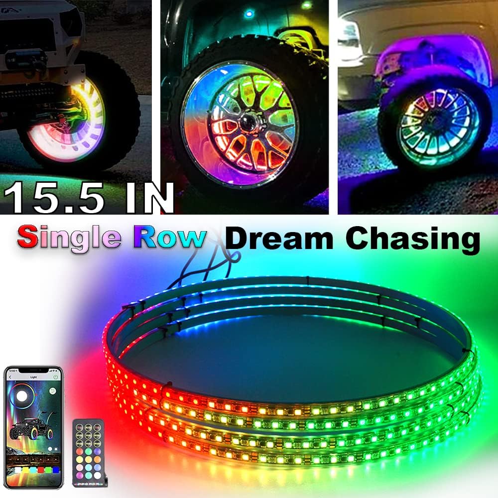 15.5 in Single Row Wheel Lights Kit (4pcs) with Turn Signal and Braking Function P93623