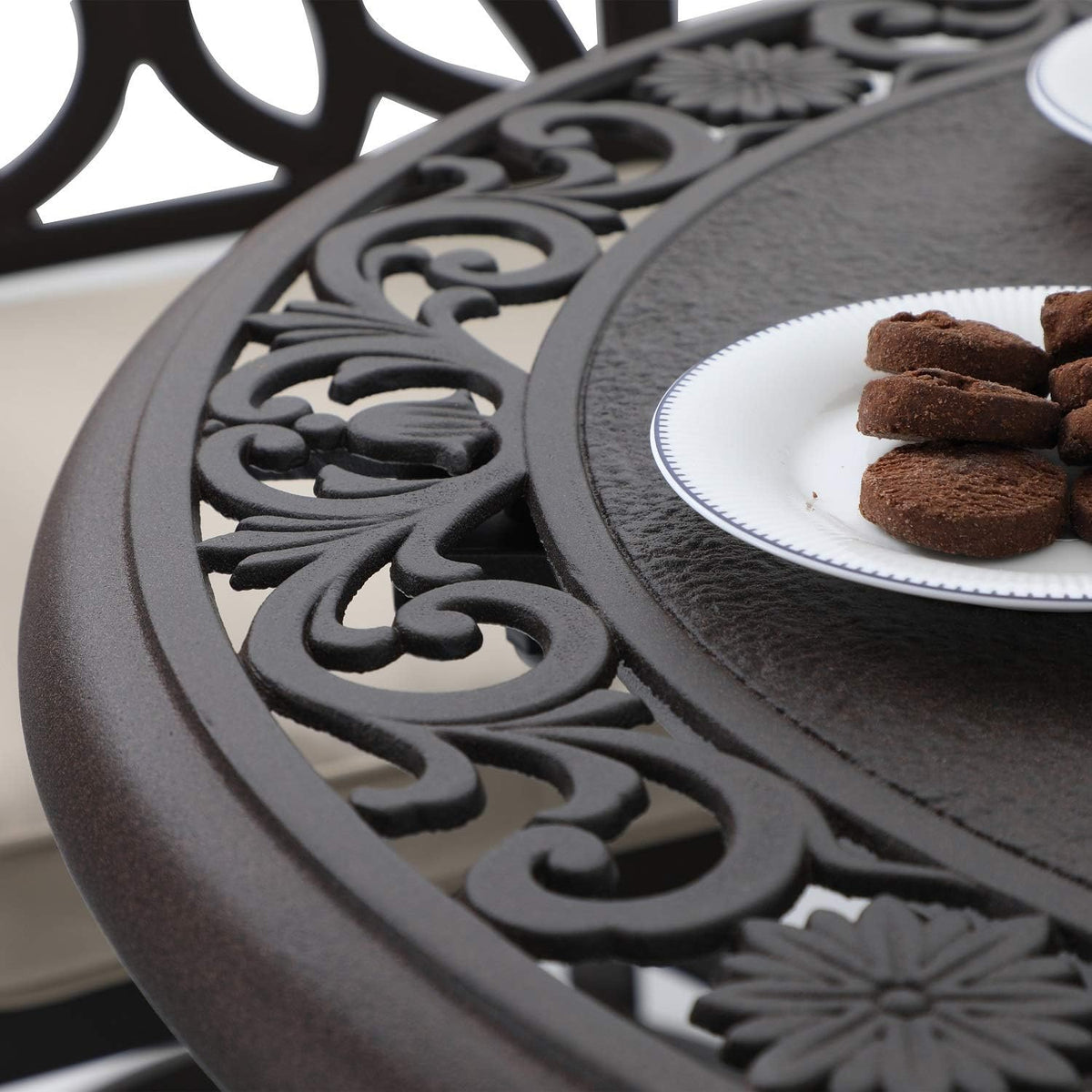Brown 31.5 Dia x 29.1 H Cast Aluminum Bistro Bar Table M28736