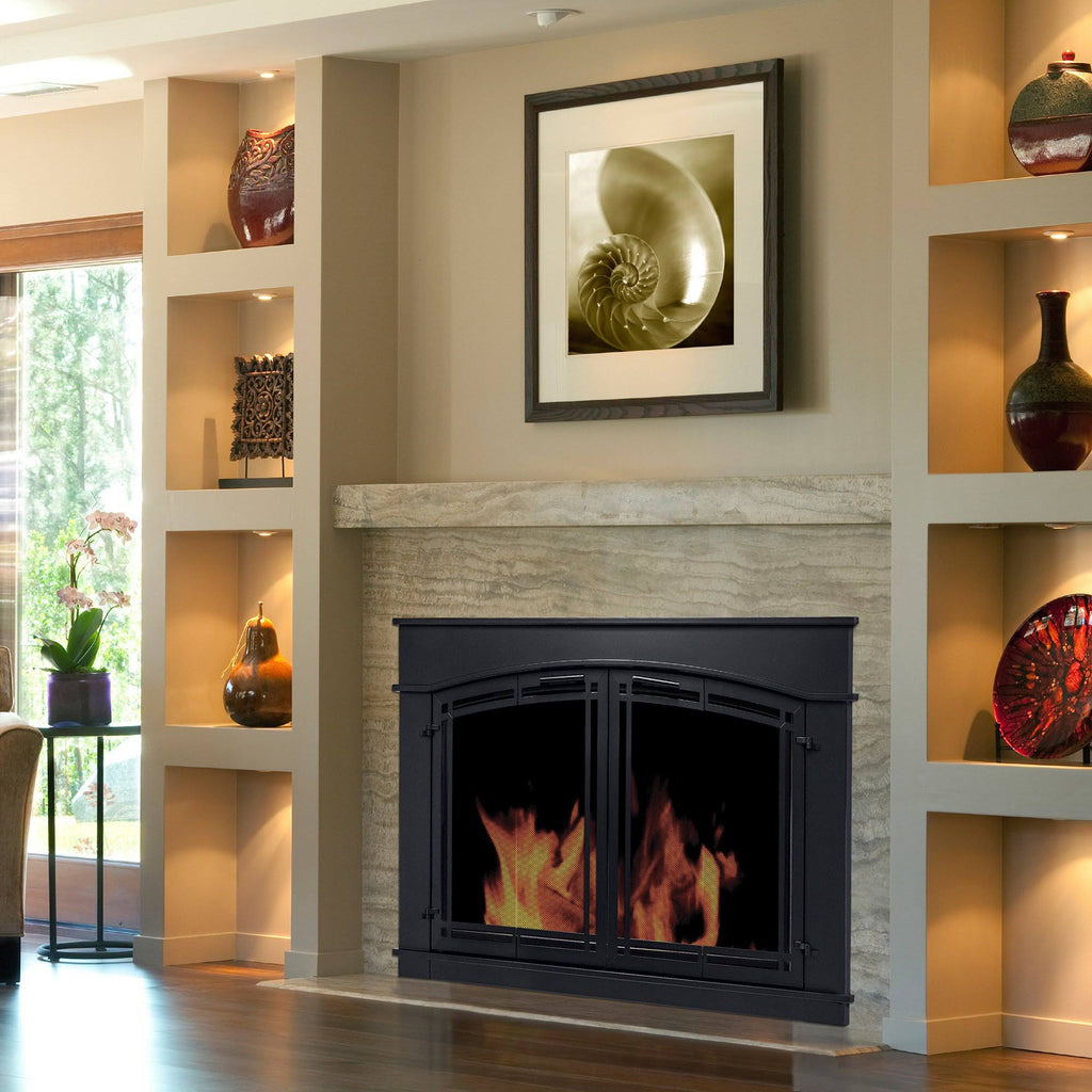 Black Fireplace Glass Door Y161