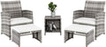 5 Pcs Wicker Rattan Cushioned Patio Sofa Set with Ottoman & Table E377732