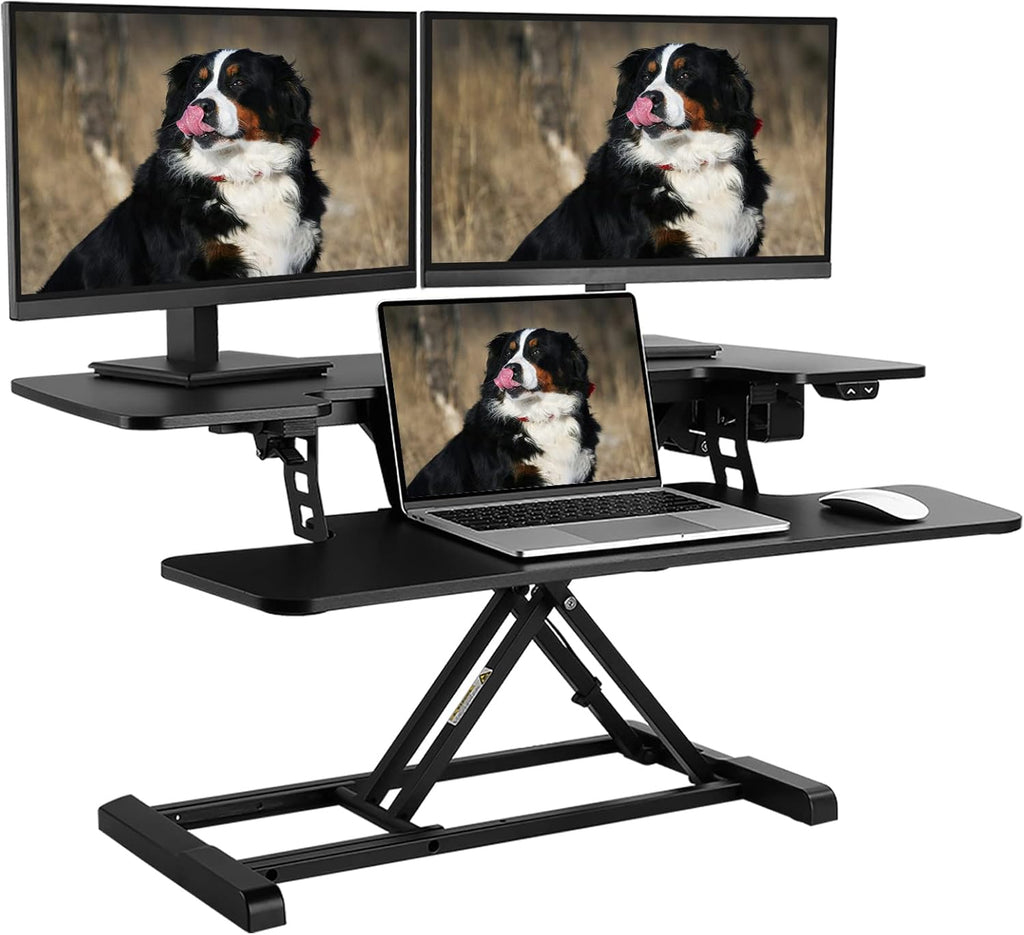 Electric Standing Desk Converter with Quick Release Keyboard Tray I649894