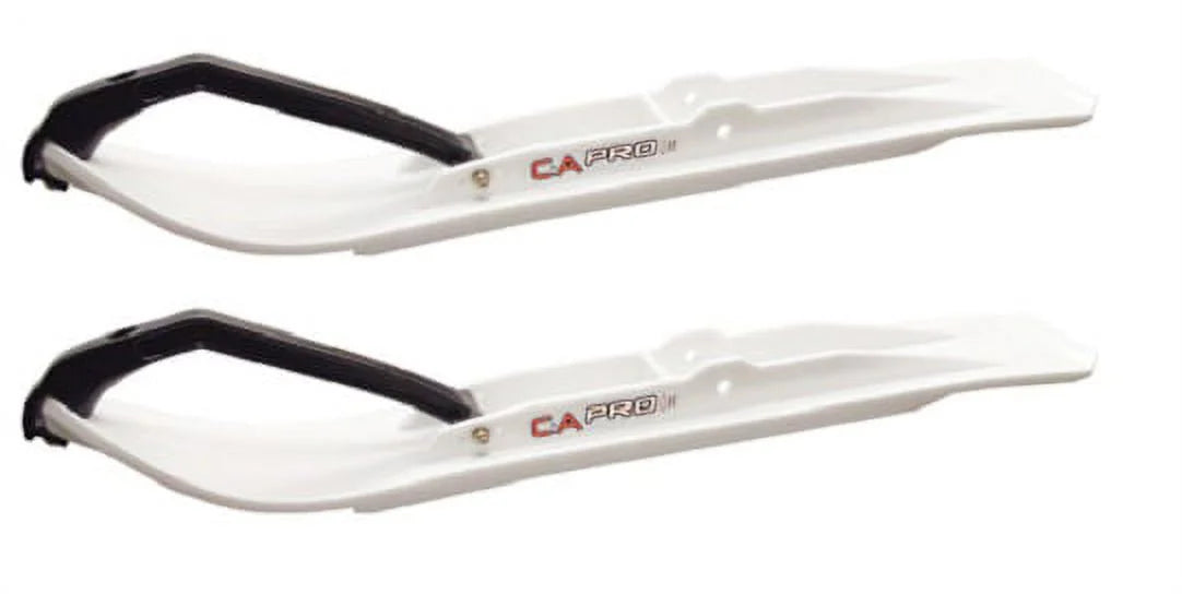 White XT Snowmobile Skis with 10" Round Bars Complete Kit S37503