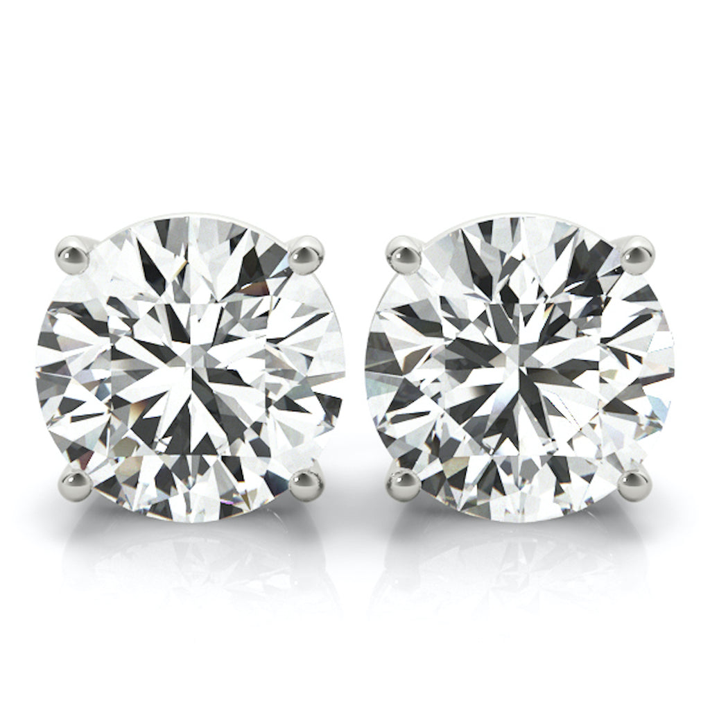 14K White Gold Screw Back Round Solitaire Stud Earrings T577570