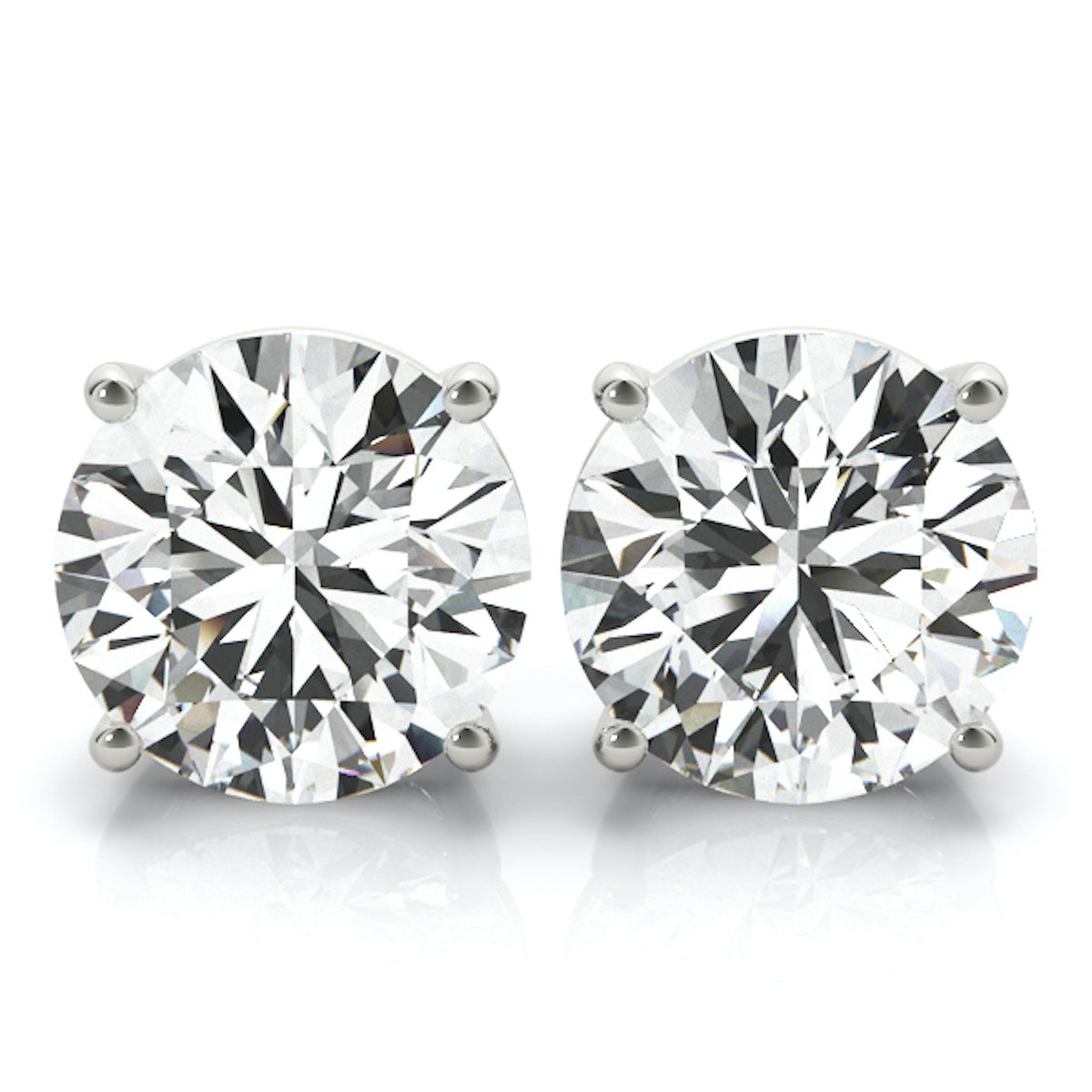14K White Gold Screw Back Round Solitaire Stud Earrings T577570