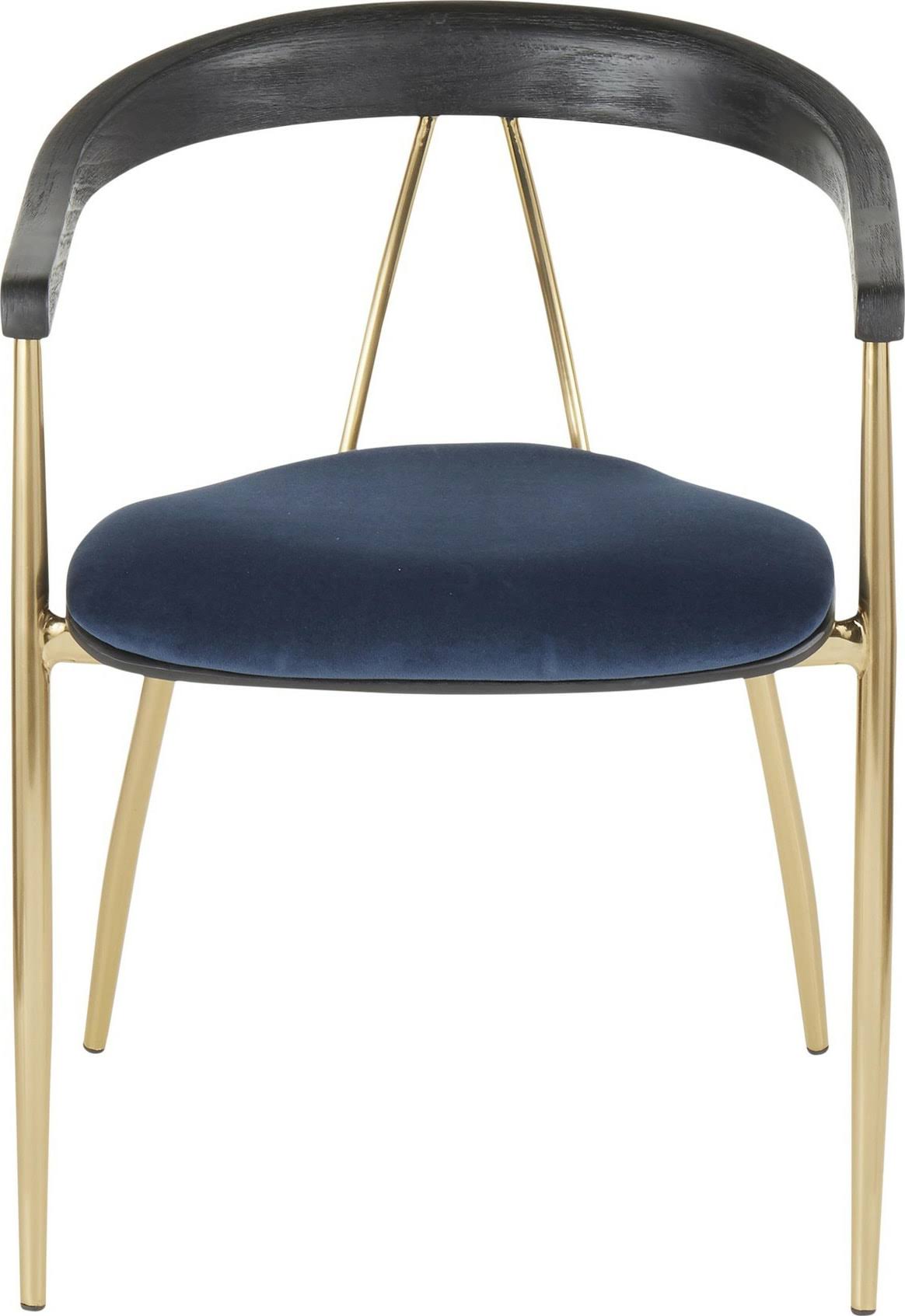 Blue Velvet Gold Metal Chair Set of 2 U41755