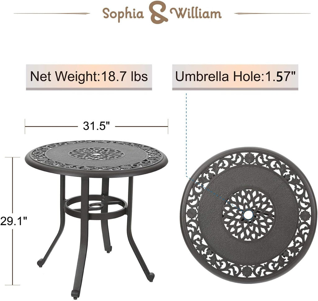 Brown 31.5 Dia x 29.1 H Cast Aluminum Bistro Bar Table M28736