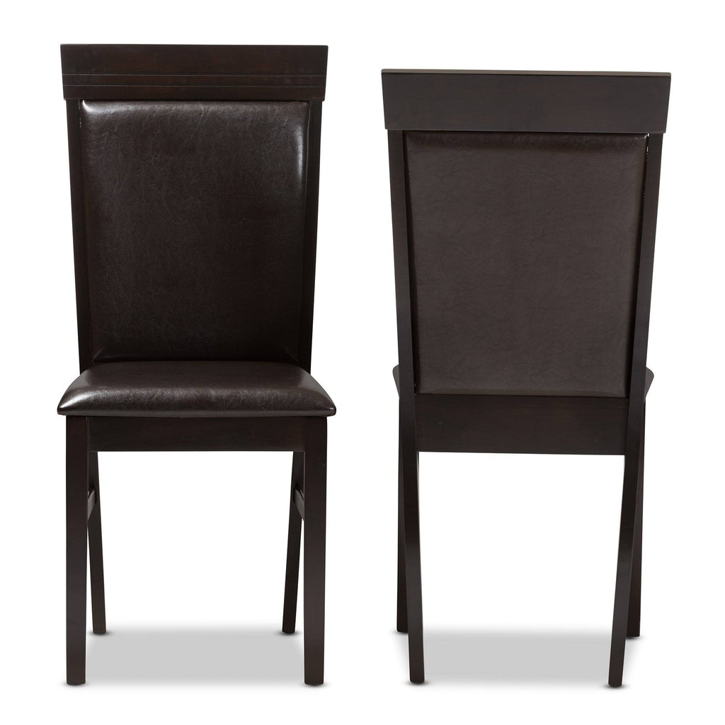 Dark Brown Faux Leather Dining Chair Set J6938