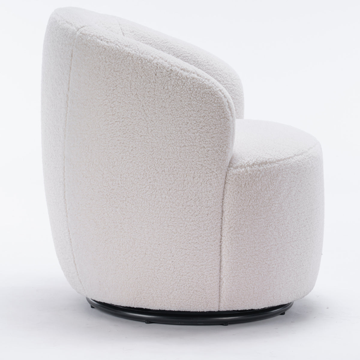 White Teddy Fabric Swivel Barrel Armchair B85719