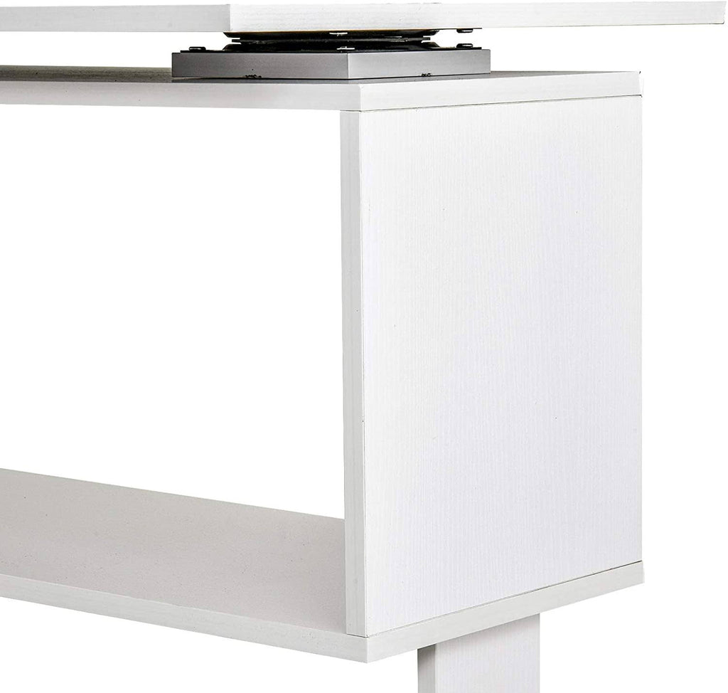 360 Rotating L Shaped Corner Desk with Bookshelves P238