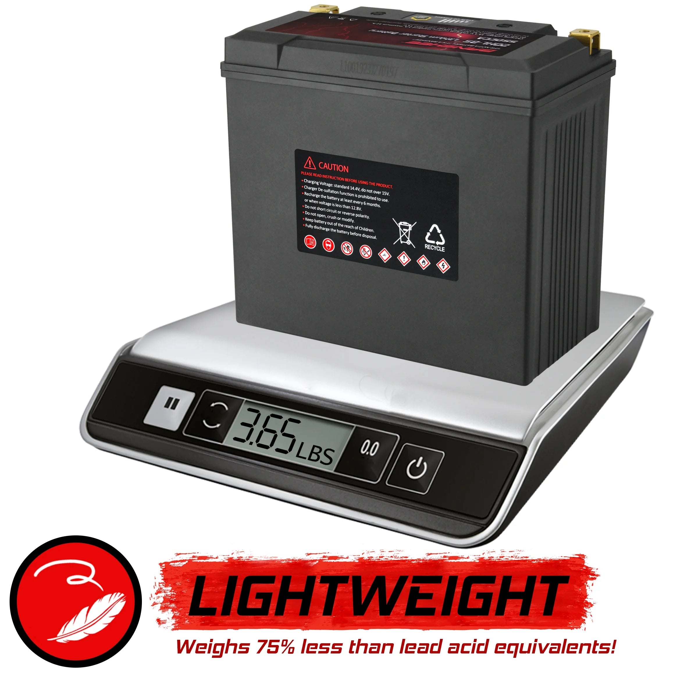 Lithium LiFePO4 Motorcycle Battery, 12V 18Ah, 600CCA, Built in BMS B860858