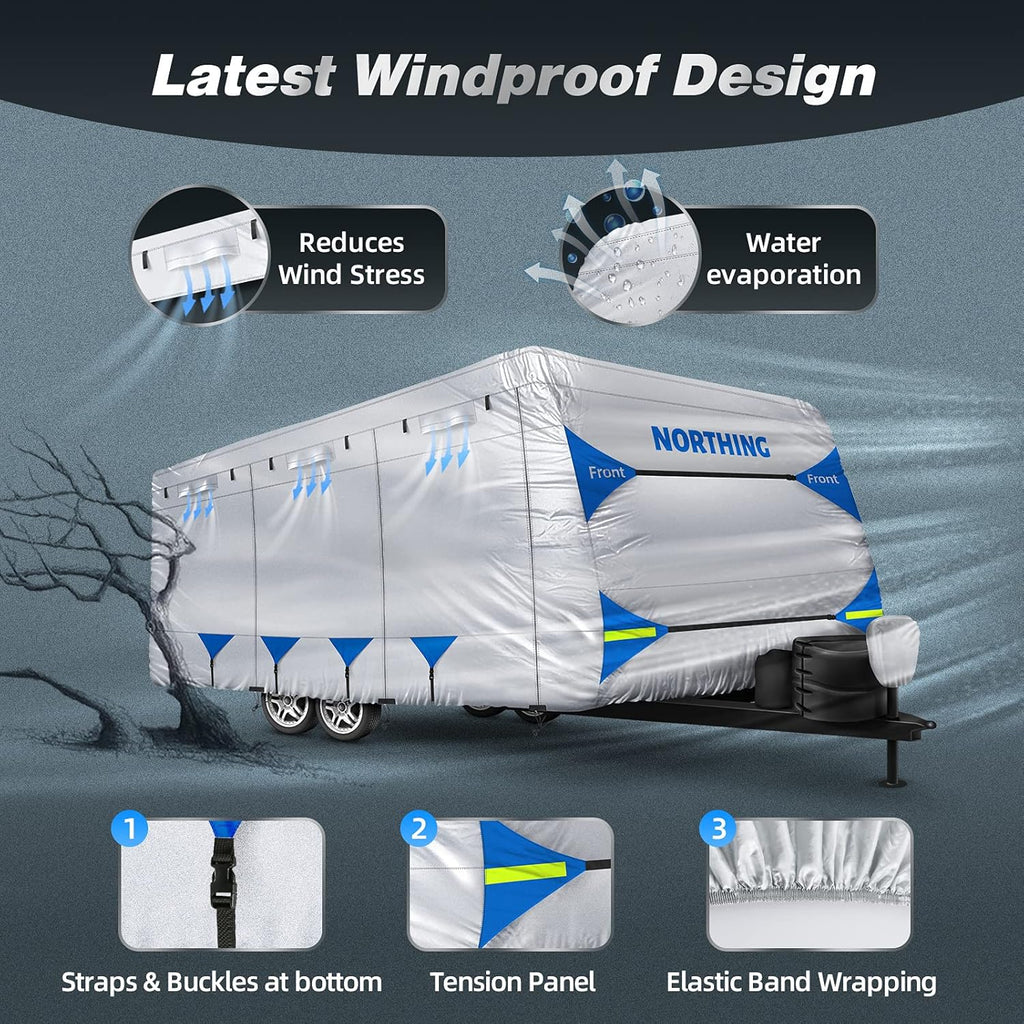 Silver Coating Travel Trailer RV Cover for 27-30 ft Q4114
