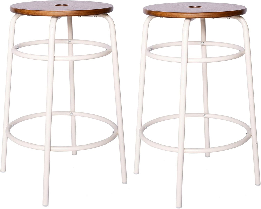 White Round Barstool Set of 2 Q55722