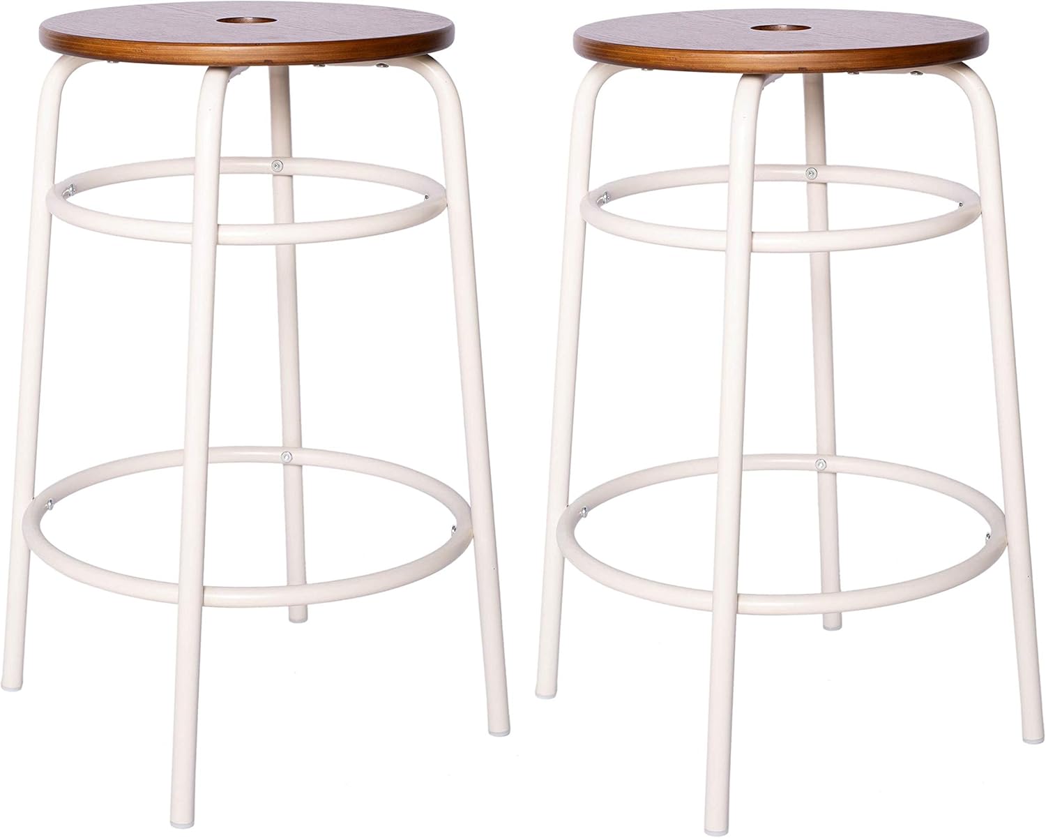 White Round Barstool Set of 2 Q55722