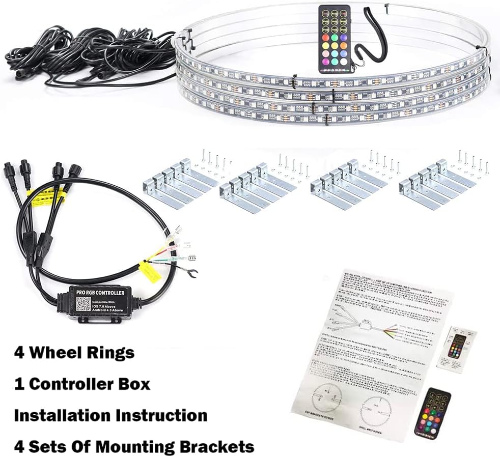 15.5 in Single Row Wheel Lights Kit (4pcs) with Turn Signal and Braking Function P93623