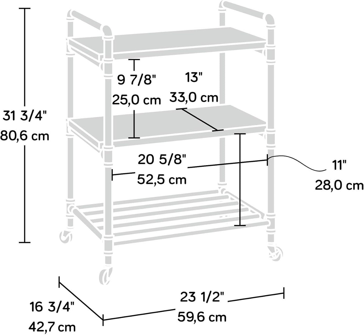 Multi-Purpose Cart, Checked Oak Finish L2639