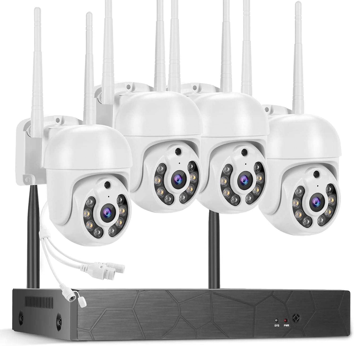 2K Wireless 8CH NVR 4PCS Outdoor WiFi PT Camera with Night Vision C755