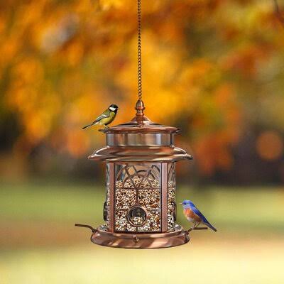 Antique Copper Solar Tube Bird Feeder I96723