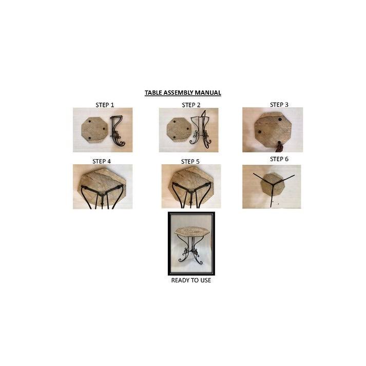 Octagonal Mango Wood Table with Scrolled Foldable Legs M1023
