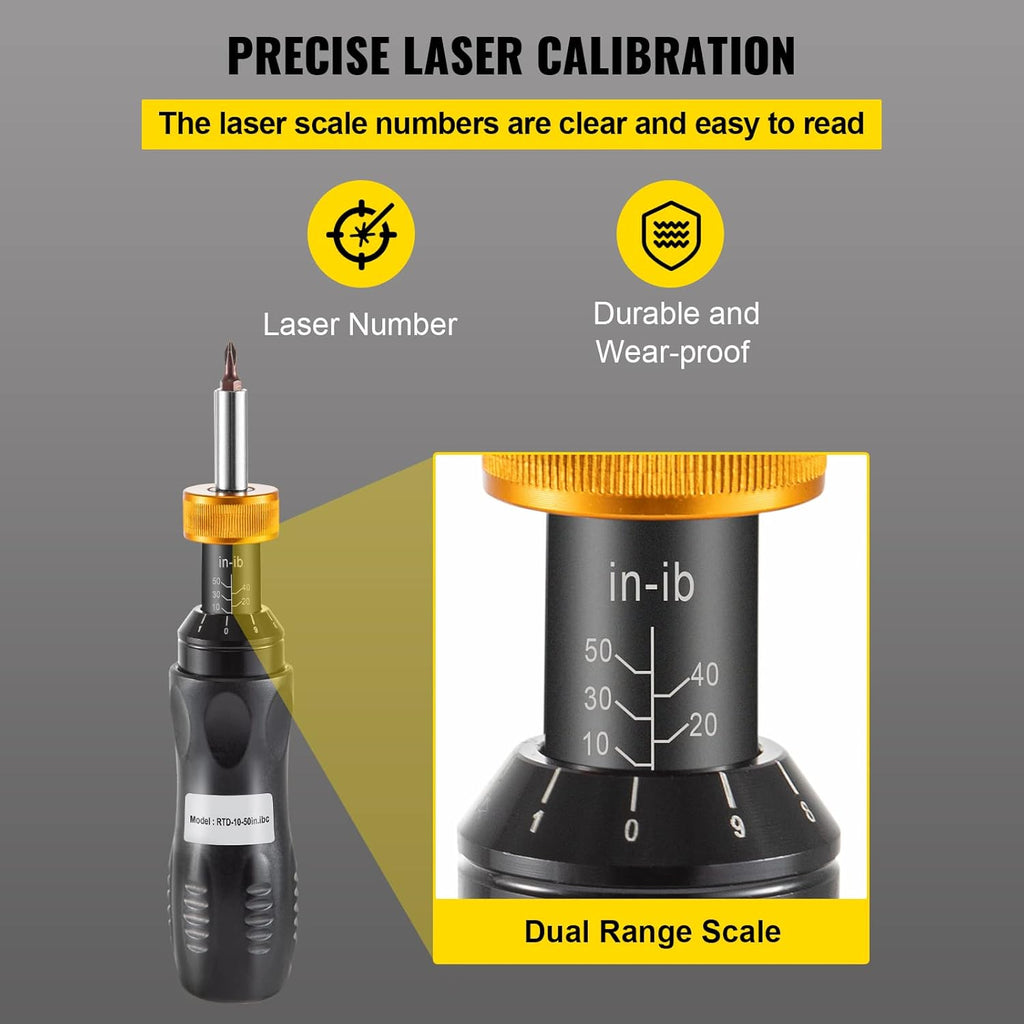 1/4" Drive Torque Screwdriver, 10-50 in/lbs, Pack of 2 M99934
