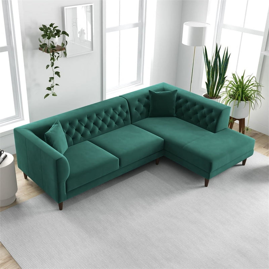 Green Microfiber Sectional Sofa O5064