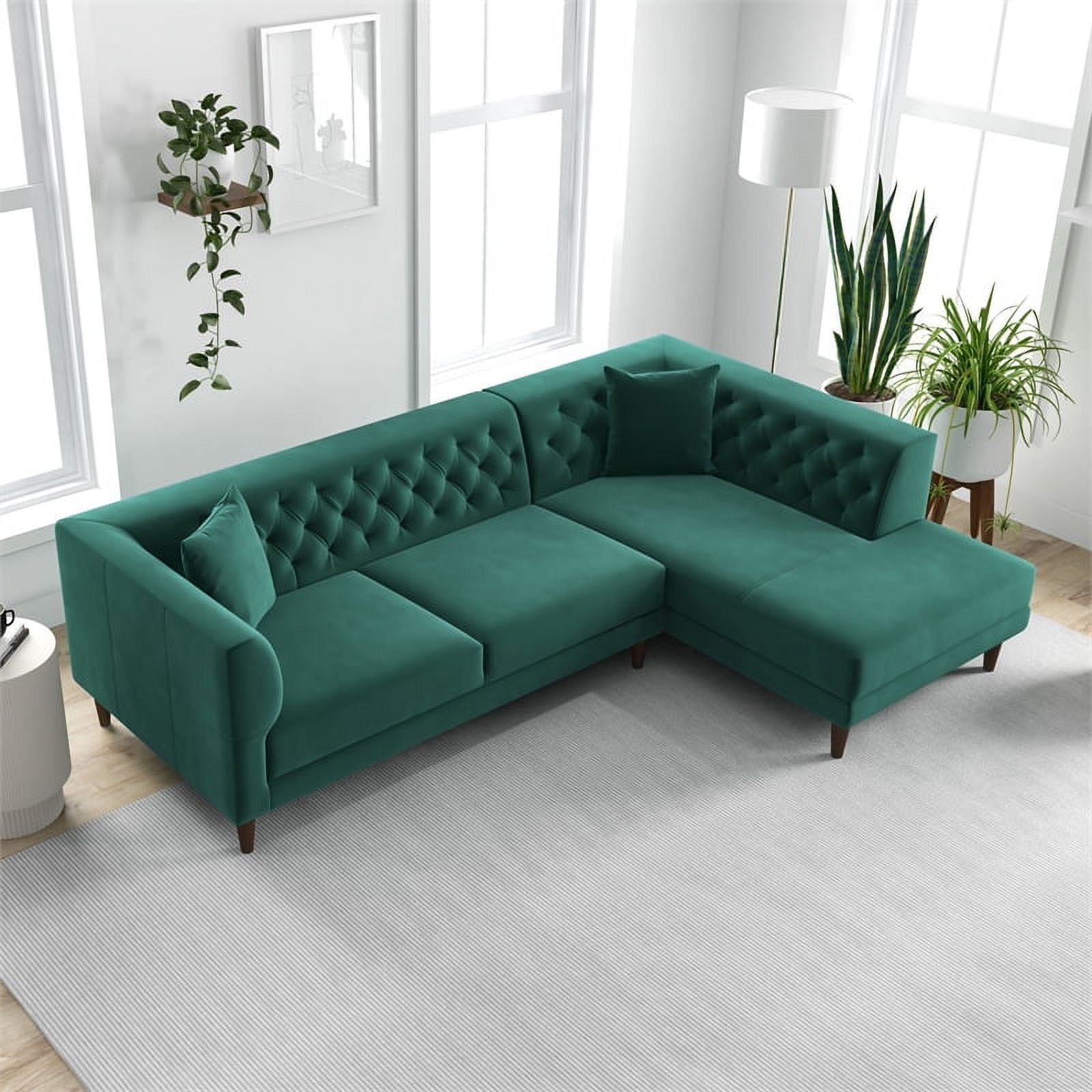 Green Microfiber Sectional Sofa O5064
