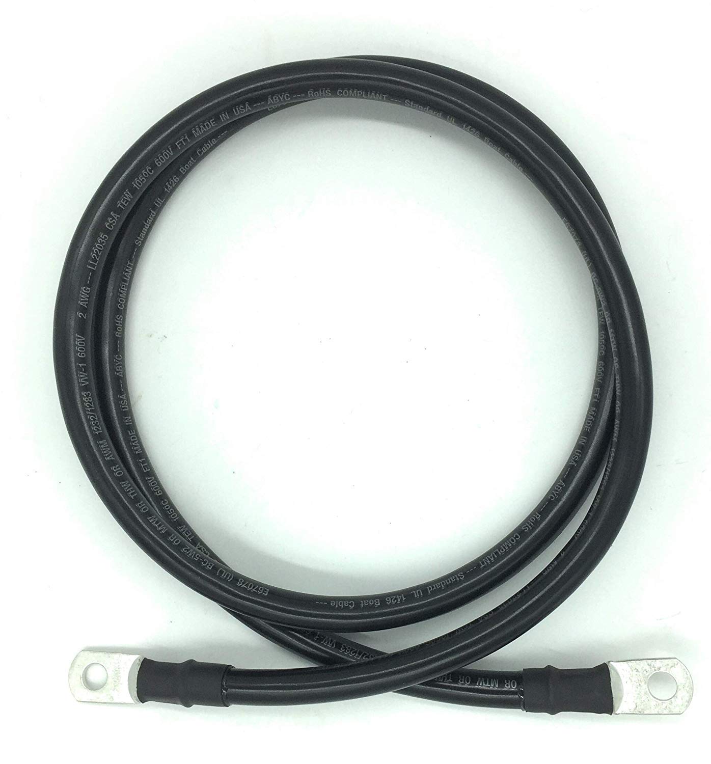 2 AWG Marine Grade Battery Cables with 3/8” Lugs Pack of 2 F6674
