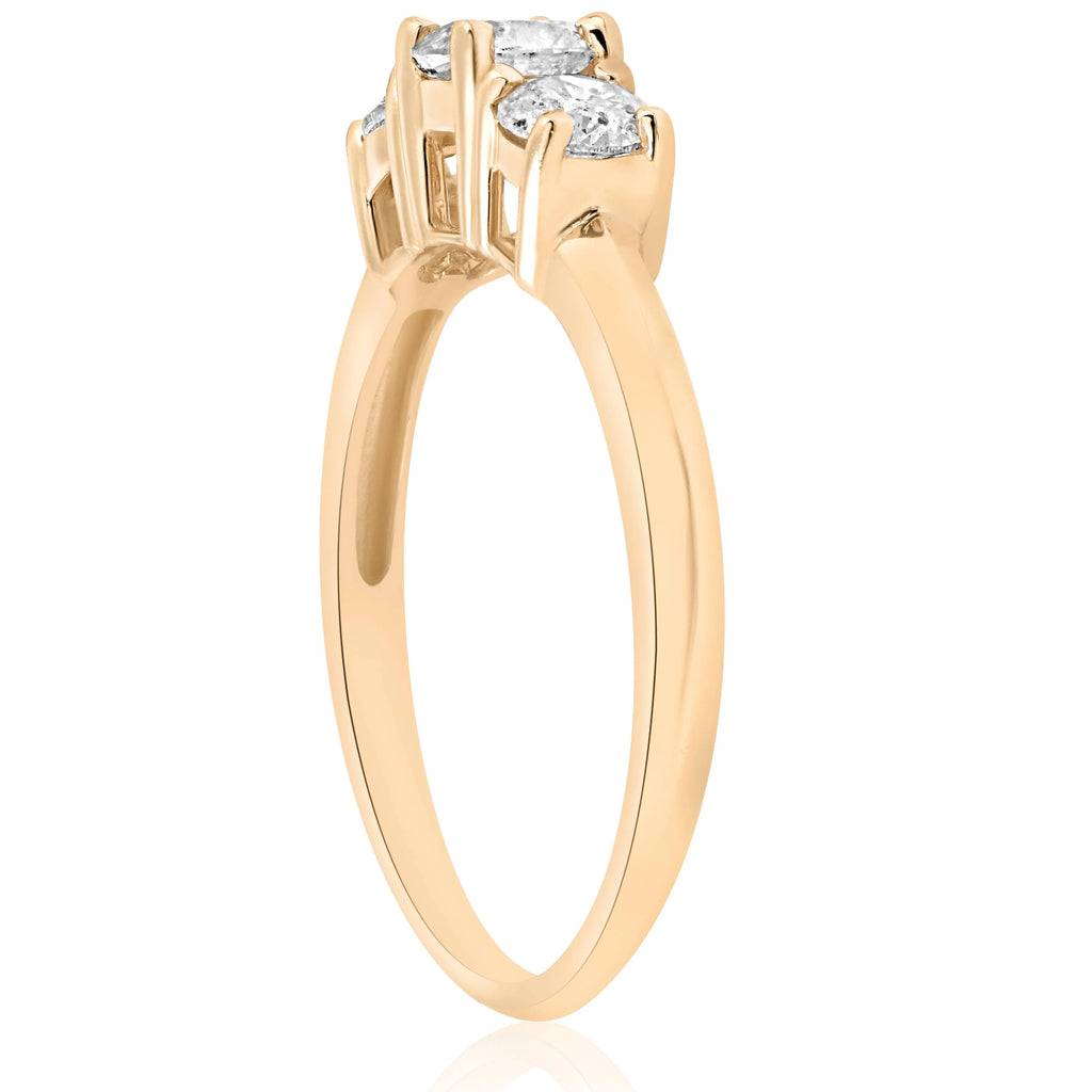 1ct Three Stone Diamond Engagement Ring 14K Yellow Gold E394