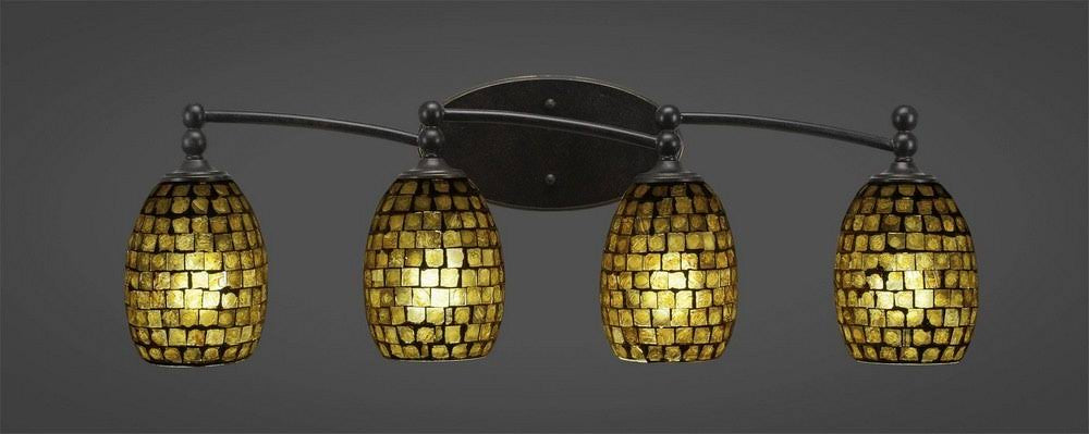Four Light Bath Bar Dark Granite Finish with Copper Mosaic Glass O234