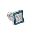 0.05 CT Round Blue White Diamond Kite Stud Earring, Sterling Silver Y13180