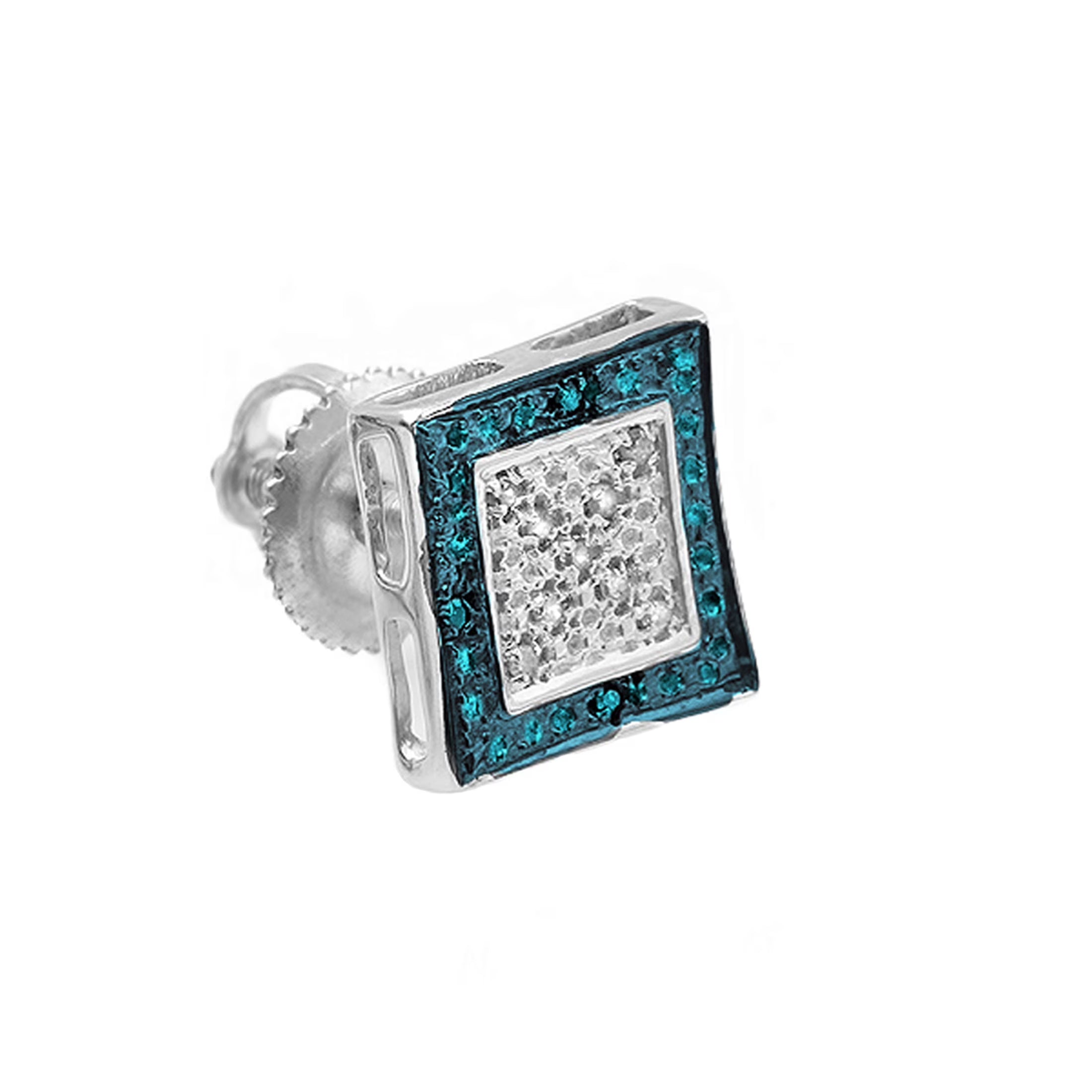 0.05 CT Round Blue White Diamond Kite Stud Earring, Sterling Silver Y13180