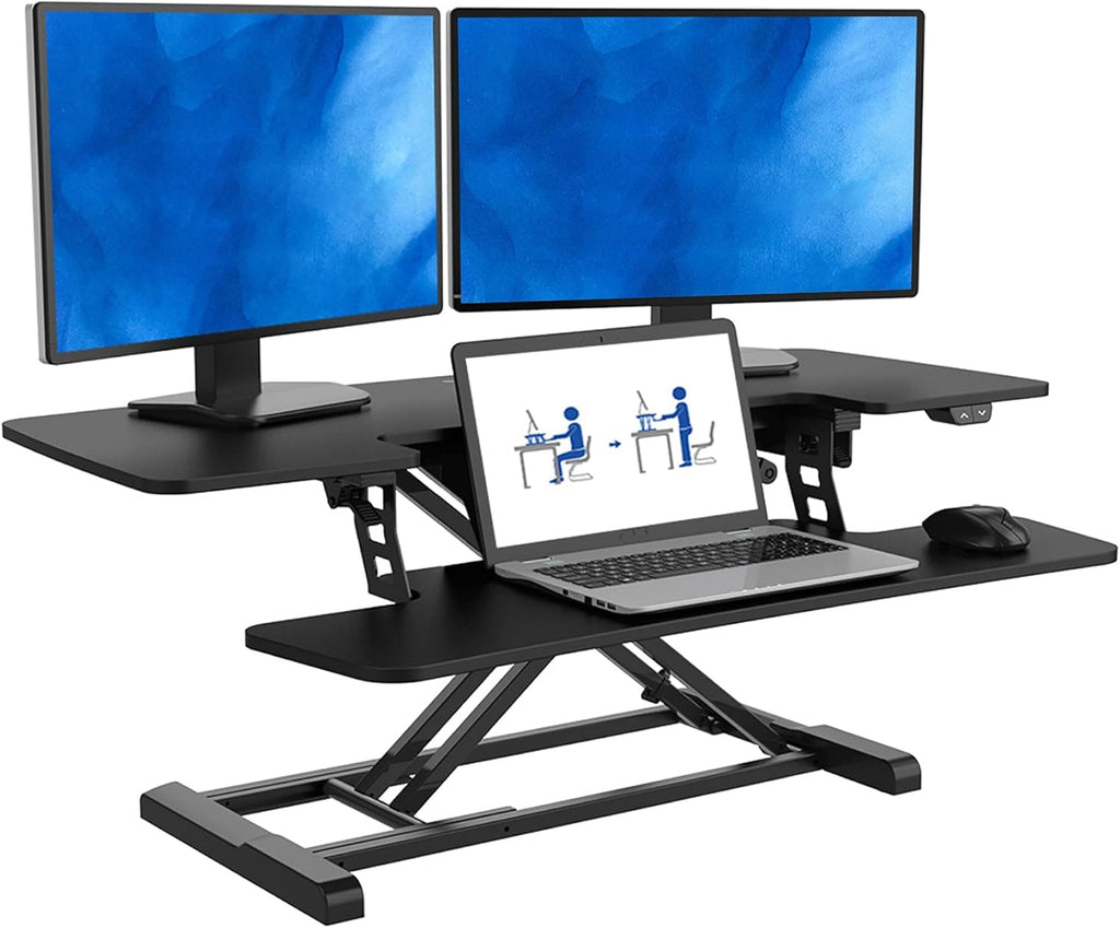 Electric Standing Desk Converter with Quick Release Keyboard Tray I649894