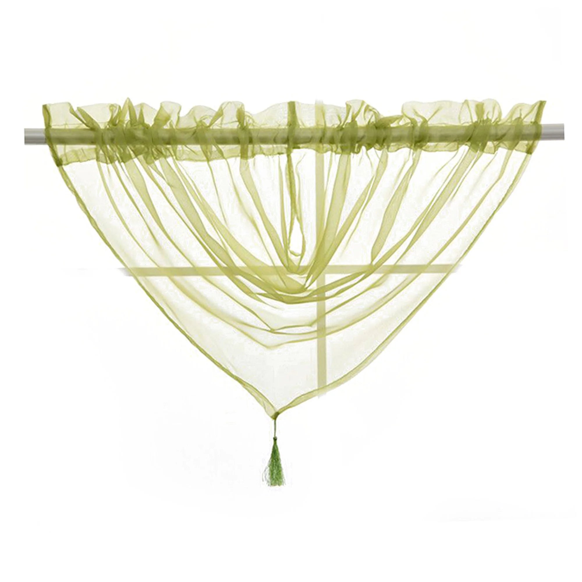 15 Color Solid Sheer Voile Curtains with Tassle D197