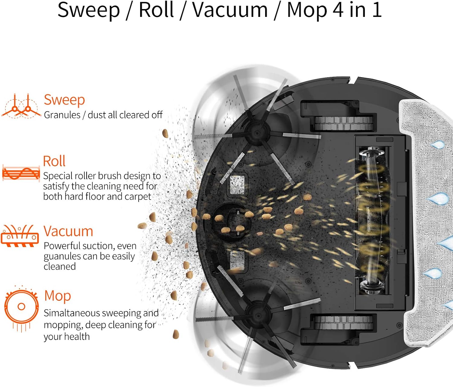 2500Pa Robot Vacuum and Mop with Boundary Strips H761517