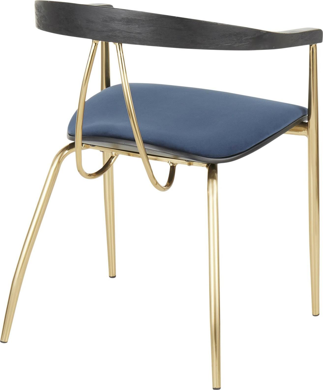 Blue Velvet Gold Metal Chair Set of 2 U41755