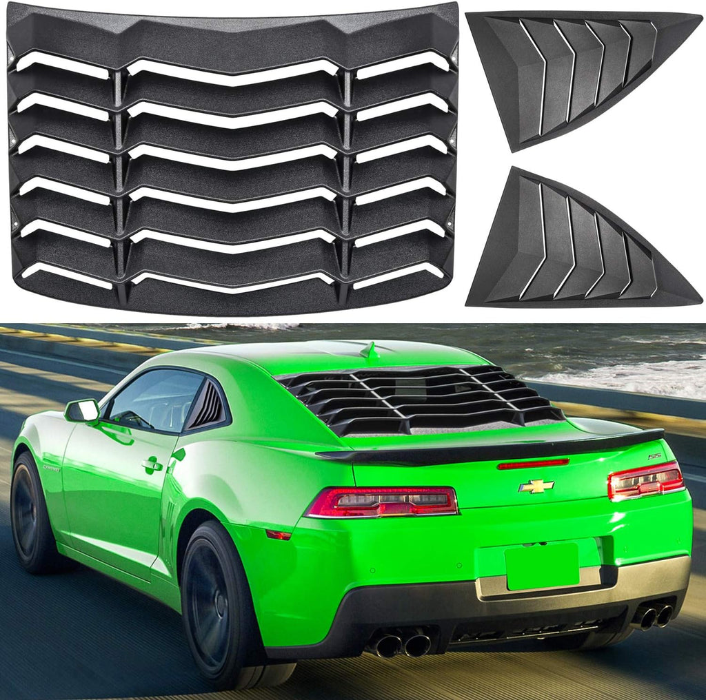 Matte Black Rear Side Window Louvers Sun Shade Cover for Chevrolet Camaro 2016-2021 J43873