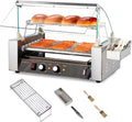 Hot Dog Roller Grill Cooker Machine with Cover, Dual Temp Control, Removable Drip Tray V7743