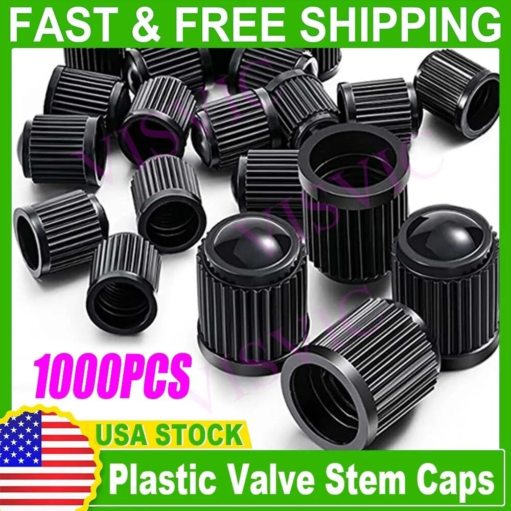 1000 Black Plastic Tire Valve Stem Caps G9062