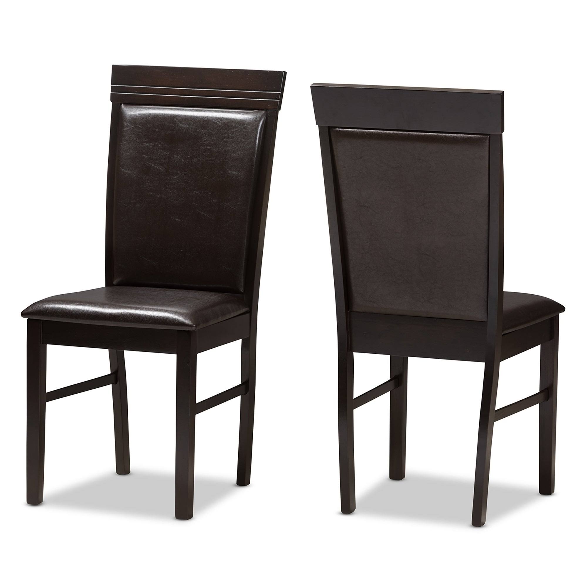 Dark Brown Faux Leather Dining Chair Set J6938