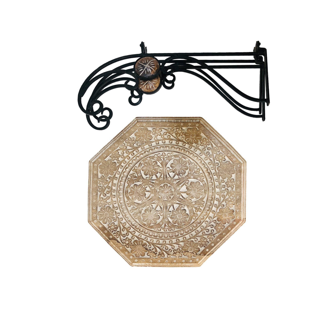 Octagonal Mango Wood Table with Scrolled Foldable Legs M1023