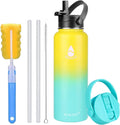 40 oz Stainless Steel Insulated Water Bottle with 2 Straw Lids A522