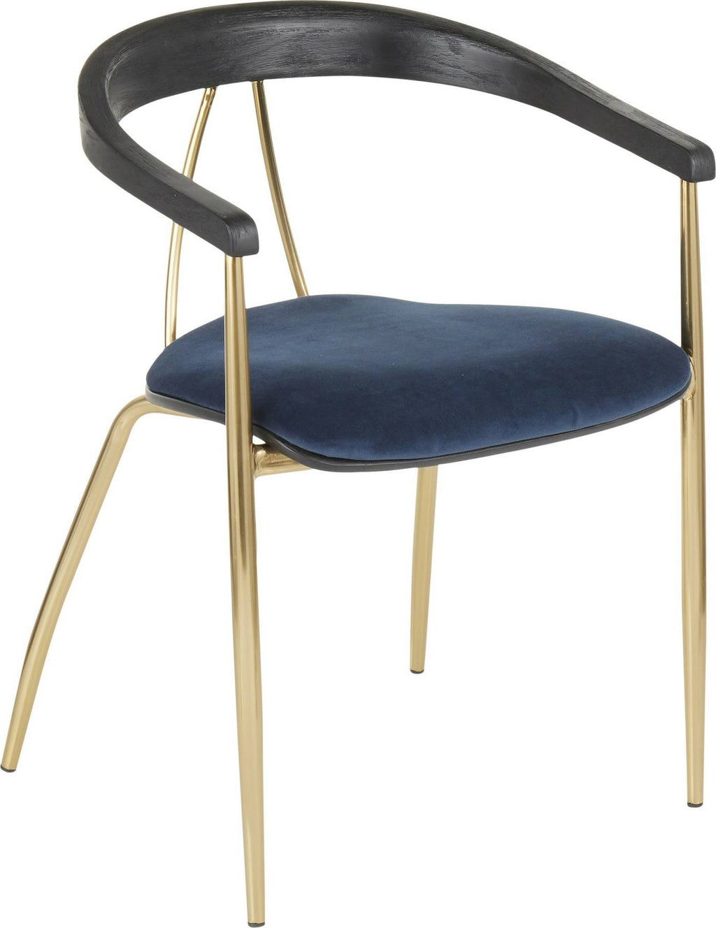 Blue Velvet Gold Metal Chair Set of 2 U41755