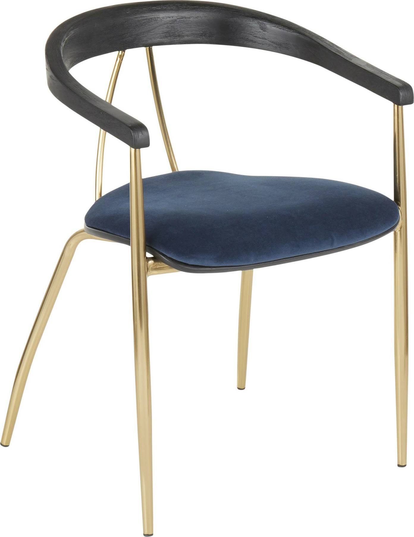 Blue Velvet Gold Metal Chair Set of 2 U41755