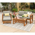 4-Piece Acacia Wood Patio Chat Set in Brown C6627