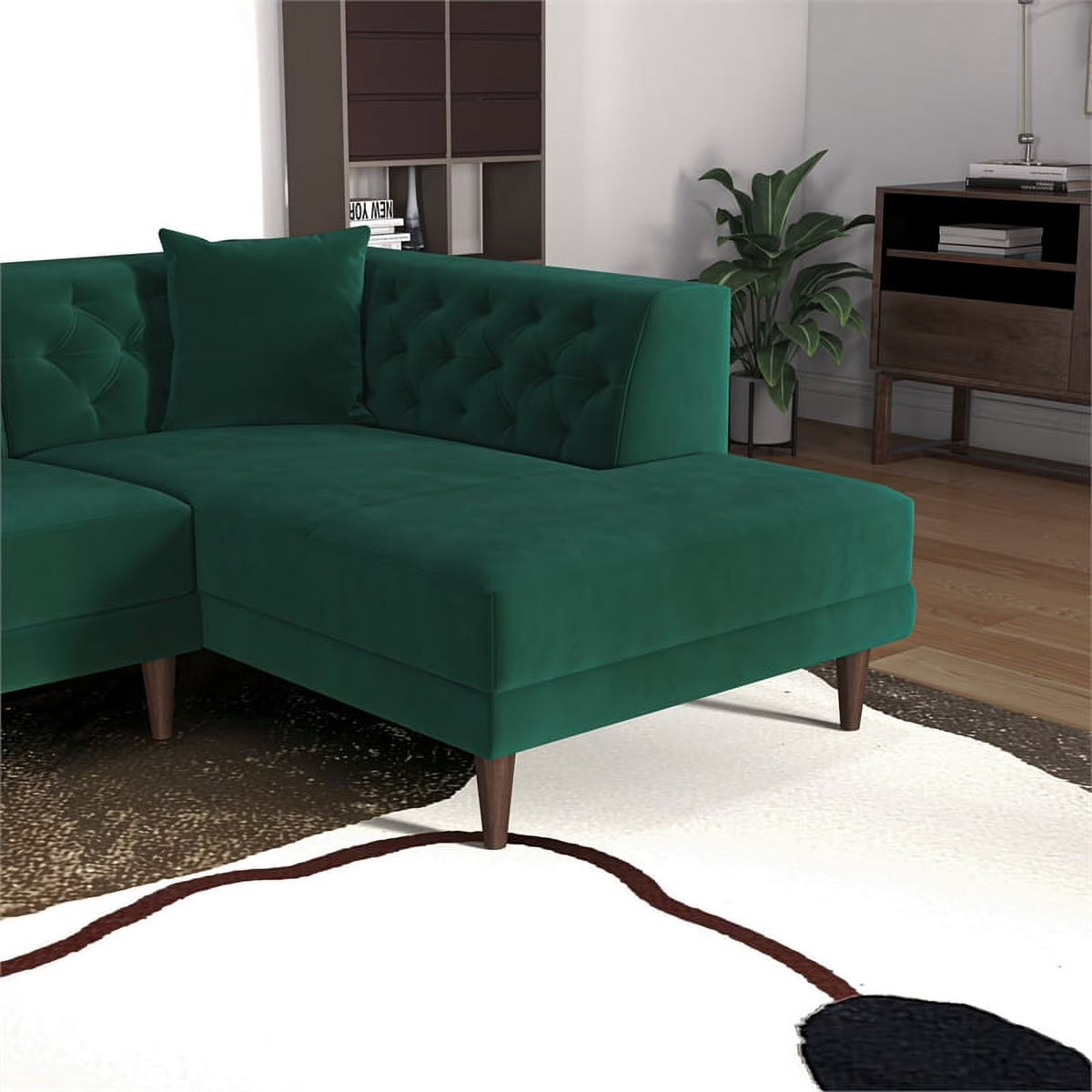 Green Microfiber Sectional Sofa O5064