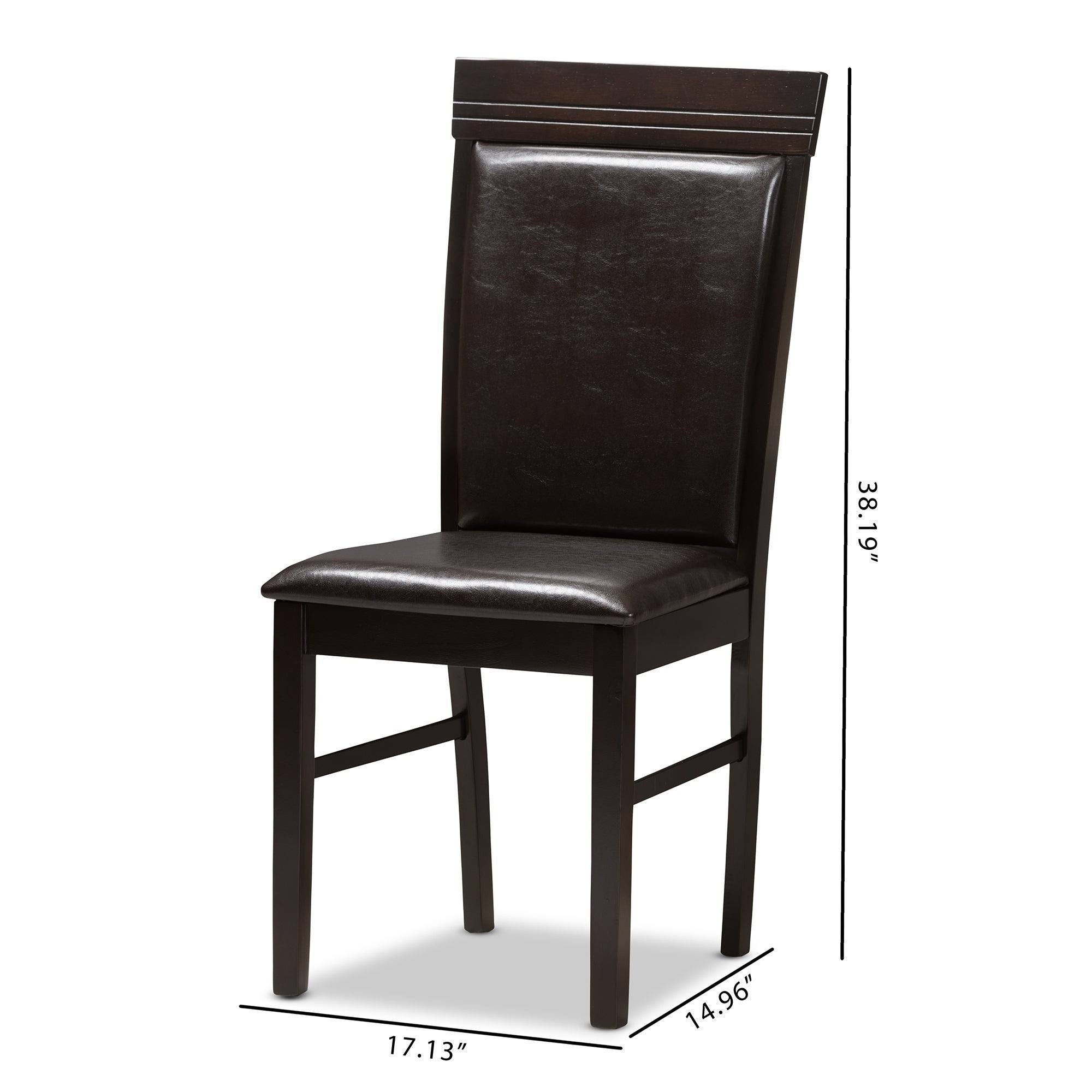 Dark Brown Faux Leather Dining Chair Set J6938